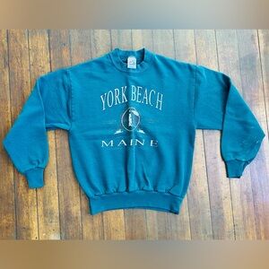 Vintage York Beach Maine Teal crewneck sweatshirt